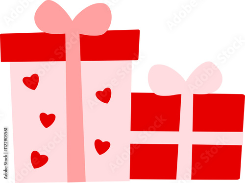 Valentine's Day gift box flat icon vector.
Isolated Valentine's Day gift wrapping illustration.
Transparent background.
