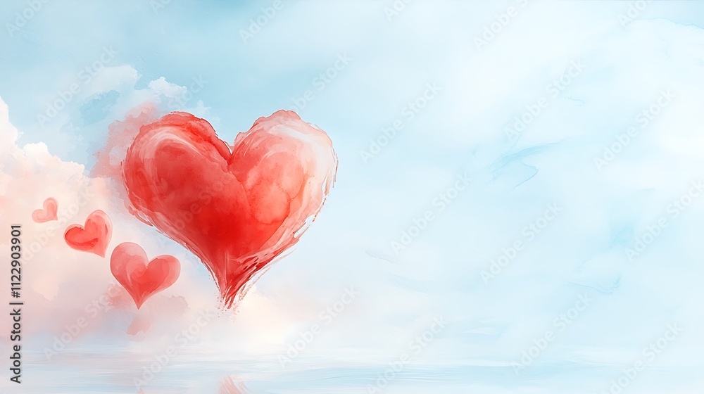 Obraz premium Heartfelt love in the skyromantic clouds scenic landscape digital artwork perspective
