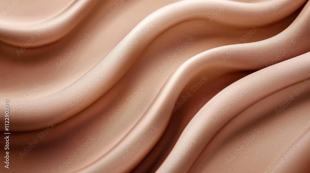 Fototapeta premium Smooth contours of Mocha Mousse fabric evoke a sense of tranquility, showcasing its luxurious texture and rich, warm tones
