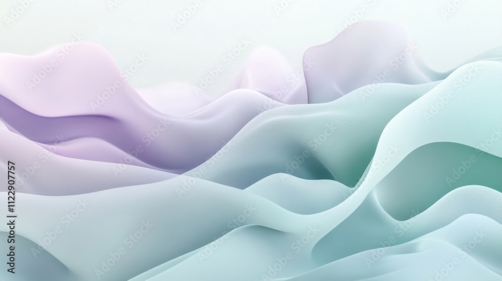 Obraz premium Abstract flowing design in pastel tones of mint and lavender
