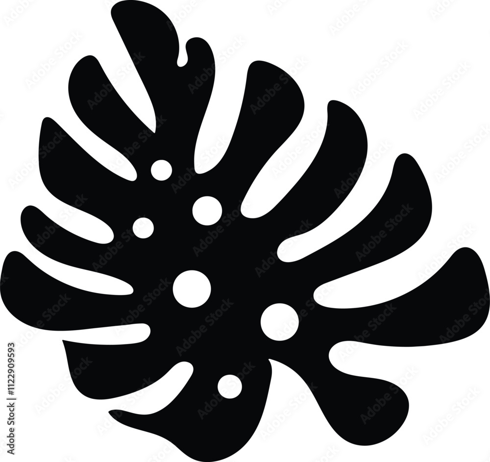 Obraz premium This is a representation of a Monstera deliciosa leaf, also known as the Swiss Cheese Plant vector 
