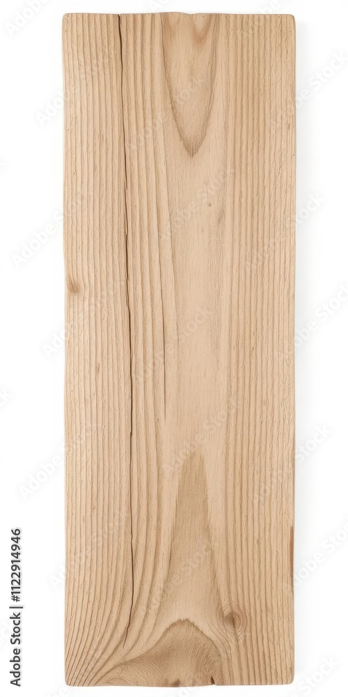 Naklejka premium Weathered light wood sign with rustic texture and natural wood grain isolated on white background, weathered