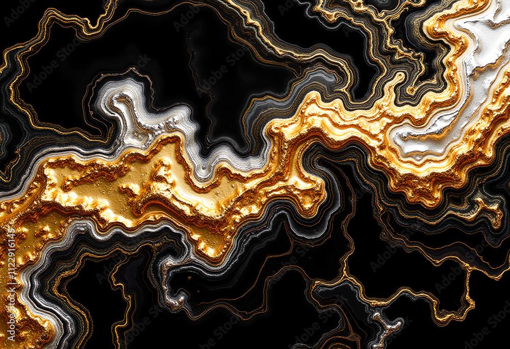 AI images of golden, silver and black colors. Background for a new years eve party.