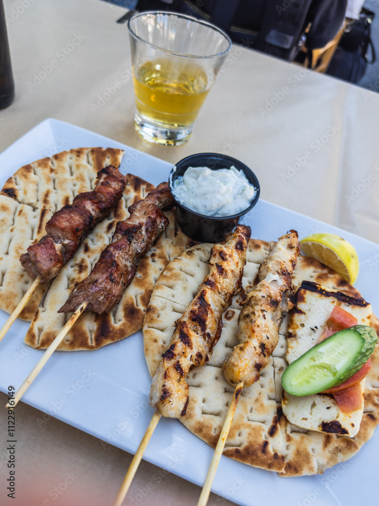 Traditional Cypriot Souvlaki with Pita