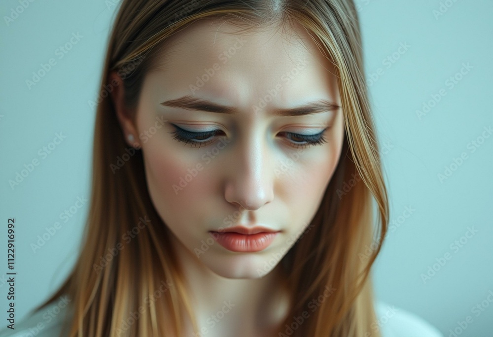 Female portrait with disappointed expression