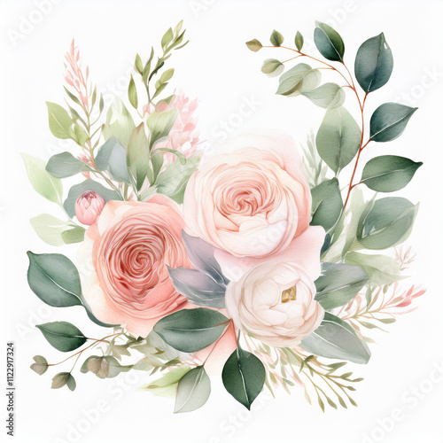 This stunning and beautiful watercolor illustration is perfect for creating wedding invitations and elegant branding