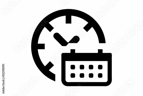creative planning icon with clock calendar and logo vector illustration