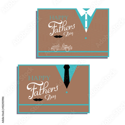 Vector postcard  Happy fathers day with tie,
business man,