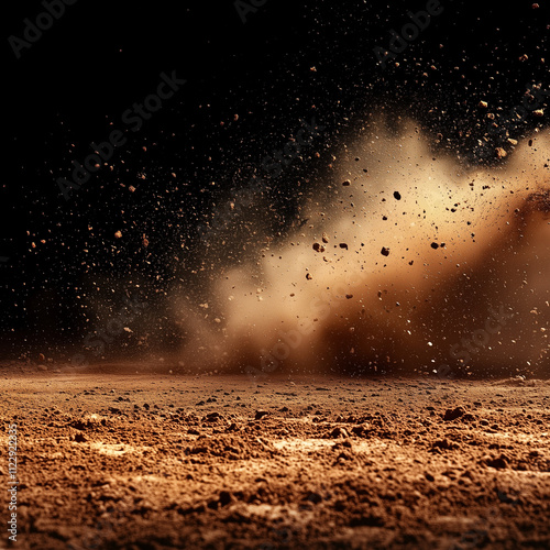 Cinematic Sand Dust Explosion Backdrop with Ground Light, Perfect for Baseball, Softball, Football, Soccer, Dance, and Outdoor Sports

