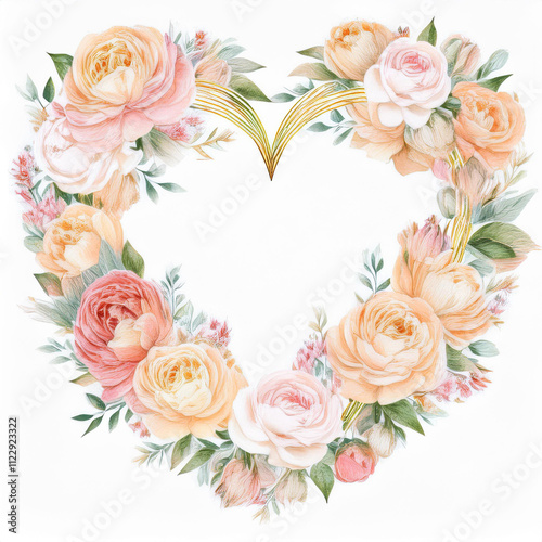 A beautiful watercolor illustration featuring pastel flowers, perfect for wedding invites and elegant branding.