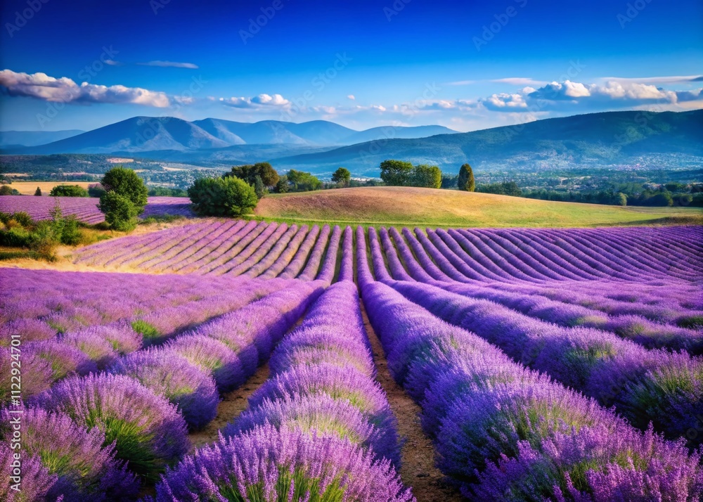Fototapeta premium Enchanting Lavender Fields in Southern France: A Tilt-Shift Photography Perspective of Nature's Beauty and Aromatic Delights