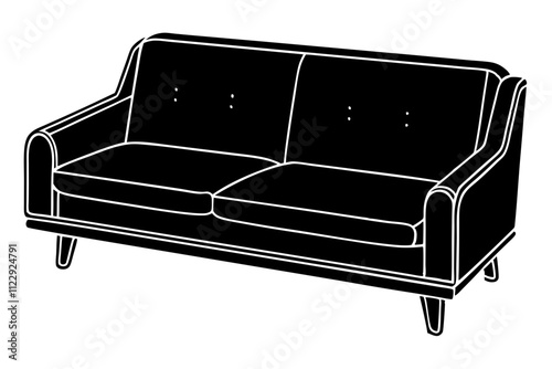 Modern Sofa Silhouette Vector Art.