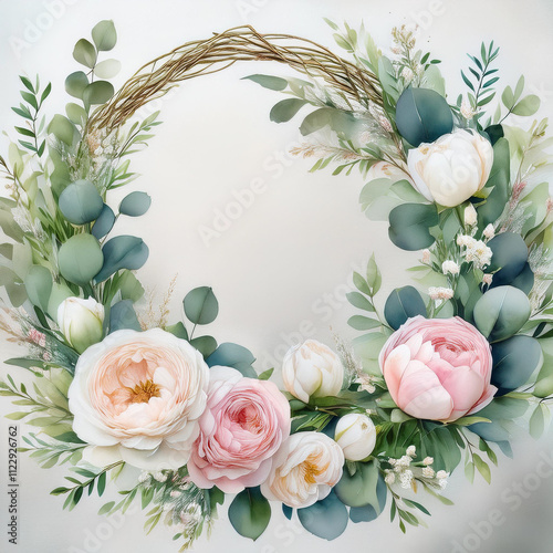 A romantic watercolor design featuring pastel flowers, perfect for wedding invitations and elegant branding.