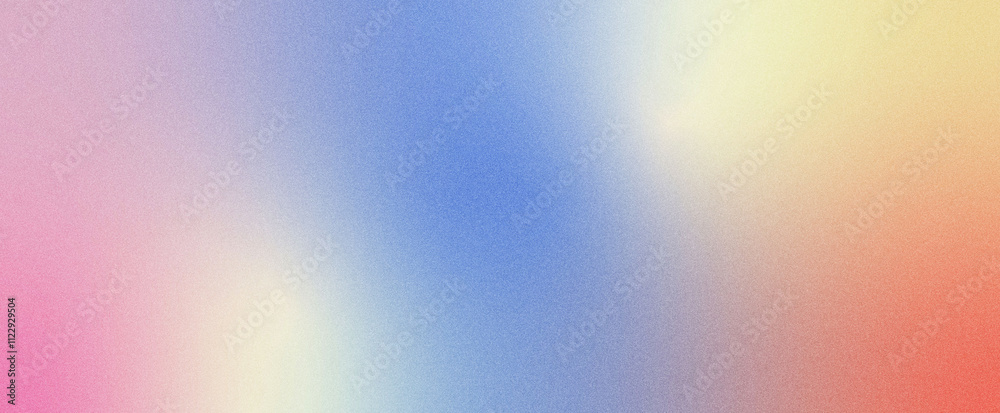Fototapeta premium Soft pink orange blue gradient background with noise grain texture
