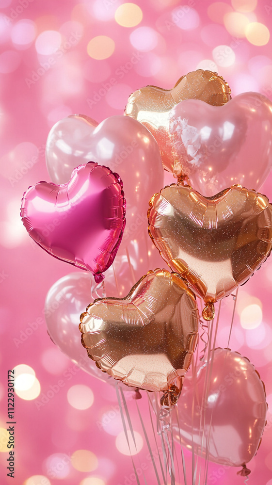Fototapeta premium pink heart shaped balloons