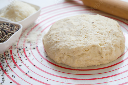 baking concept. homemade dough and ingredients for baking.