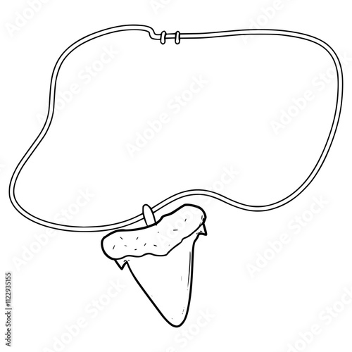 shark tooth necklace illustration hand drawn outline vector