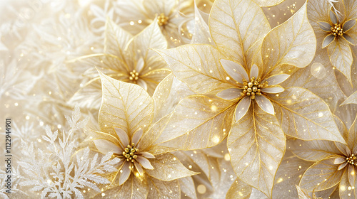 黄金のポインセチア(横) golden poinsettia  Generative AI