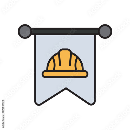 labor day color line icon with white background vector stock illustration