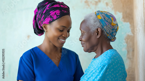 Compassionate nurse caring for elderly patient in healthcare