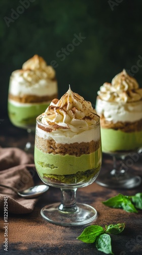 Unique matcha tiramisu delightful creamy layers in a cozy dessert experience