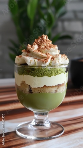 Indulge in matcha tiramisu layers dessert glass creamy delights cozy kitchen culinary experience
