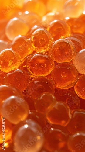 Close-up salmon roe texture glowing culinary photography under soft natural light