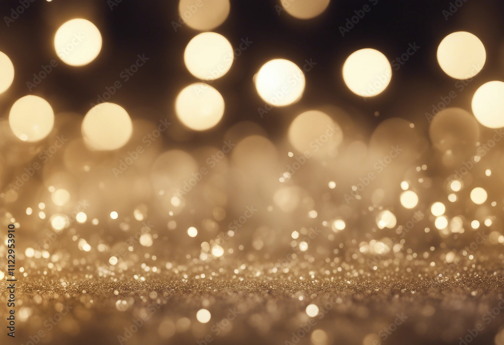 Snowy gold background holiday winter lights Snowy gold background holiday winter lights