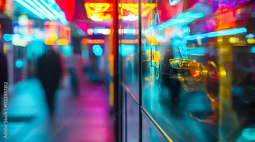 Abstract Cityscape Night Lights Blurred Reflections