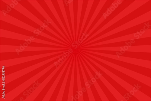 Red rays background with abstract radial design, vector illustration.