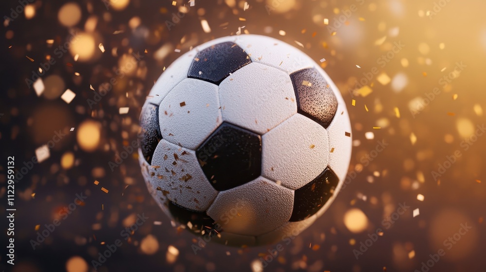 Fototapeta premium Soccer Ball Celebration Golden Confetti Victory Sports