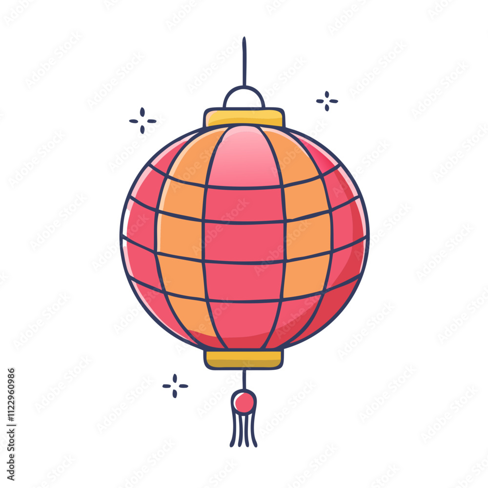 Obraz premium paper lantern vector icon, new year vector illustration - simple illustration of paper lantern, symbolizing holiday celebrations and festive spirit new year flat illustration 