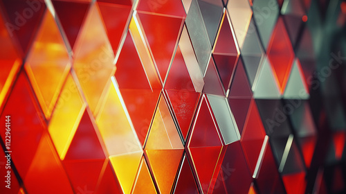 Abstract geometric pattern of colorful triangles. Concept of modern design, architecture, and technology.