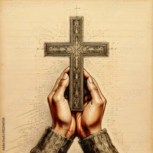 Hands Cradling the Cross: A Devotional Burden