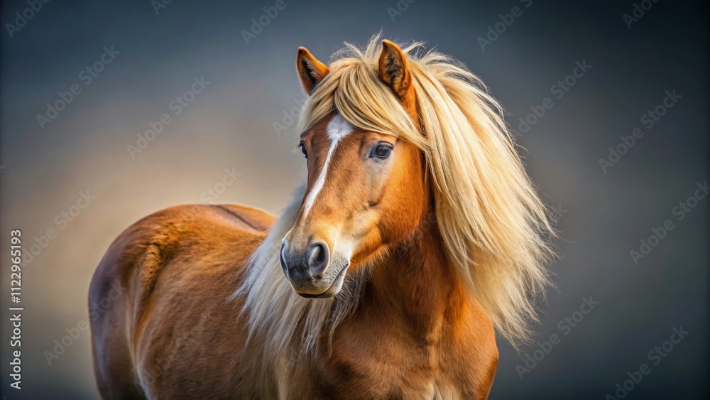 Obraz premium Highland Pony in Minimalist Style on White Background, Showcasing Natural Beauty and Graceful Form, Perfect for Equine Lovers, Animal Enthusiasts, and Artistic Displays