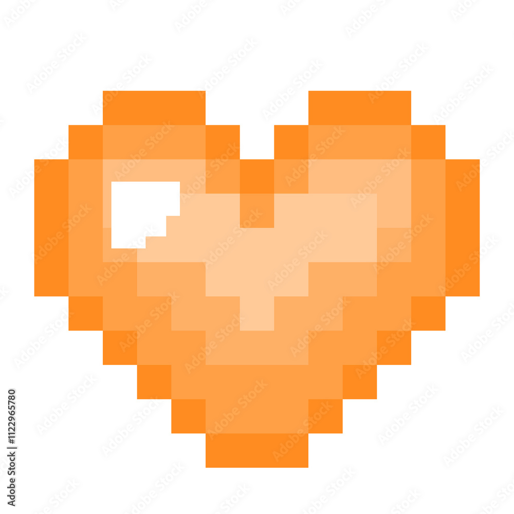 Fototapeta premium Orange heart pixel