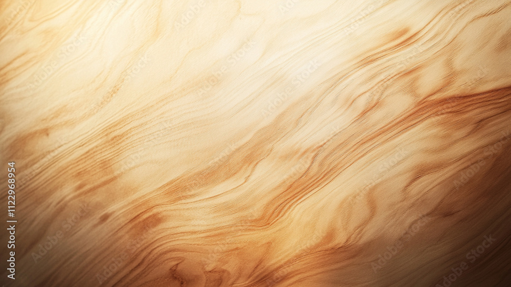 Obraz premium minimalist background featuring smooth wooden surface with natural grain patterns, warm tones, and soft lighting, creating serene and organic aesthetic