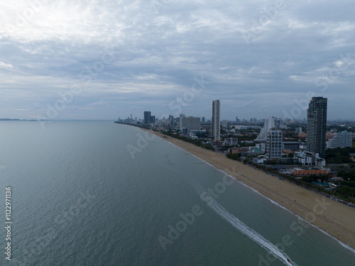 Jomtien Beach in Pattaya, Thailand. Aerial photo. photo