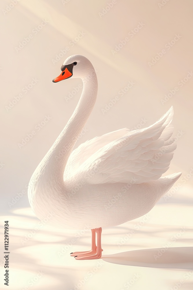 Fototapeta premium A swan full body champagne background (138).jpeg, A swan full body champagne background