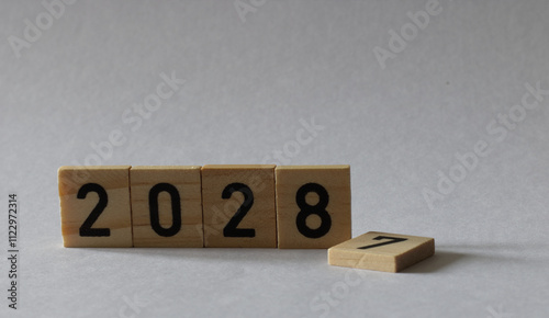 turn of the year 2027 2028 wooden blocks