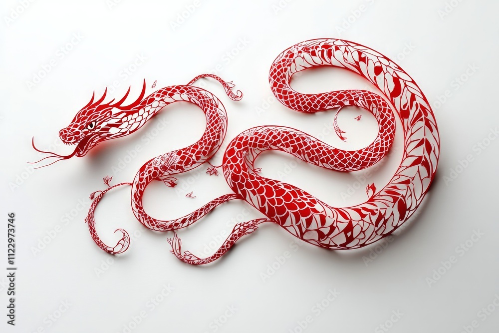 Paper Cuttings, snake on a white background, new year Paper Cuttings, snake on a white background, new year