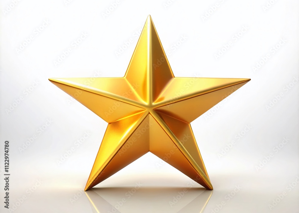 Obraz premium Isolated 3D Gold Star on White Matte Background for Rating and Feedback Design in Games and Applications Perfect for Award and Review Symbols