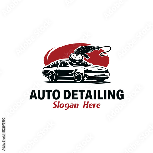 auto detailing logo polisher car illustration