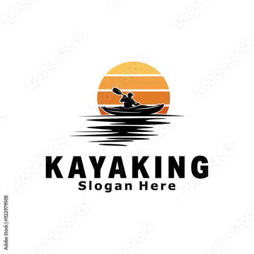 kayaking logo illustration design vector