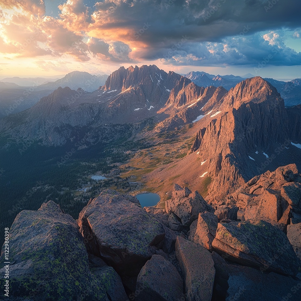Obraz premium dramatic mountain scene at dusk