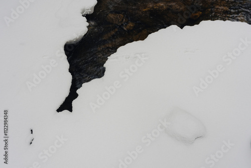 Photography from the Olteruddalen Valley with the Olterudelva River, Norway, in December. photo