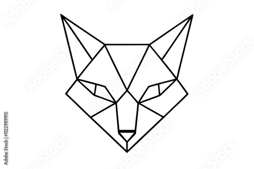 Geometric Fox Face Vector Line Art Design