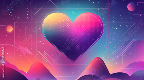 Abstract Heart: Vibrant Neon Love Concept