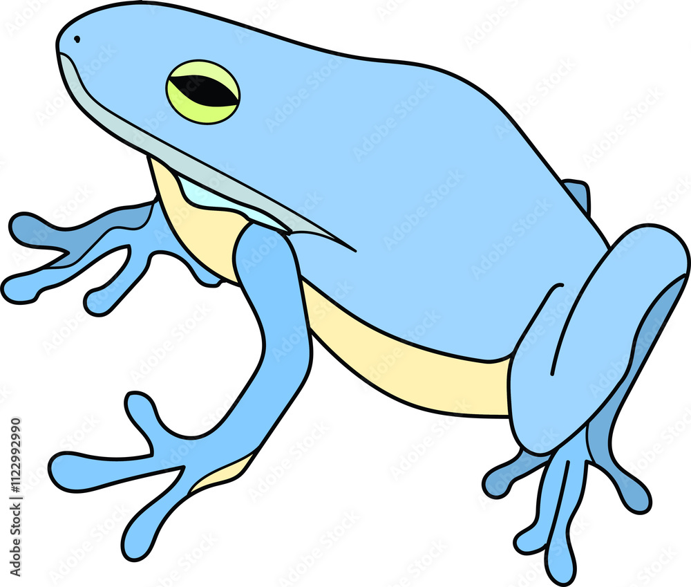 Naklejka premium Blue frog cartoon doodle amphibian cartoon art