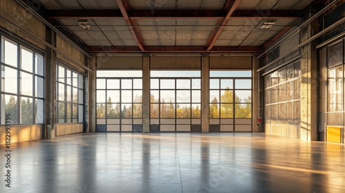 Wallpaper Mural Industrial space interior modern warehouse photography bright wide-angle minimalism Torontodigital.ca